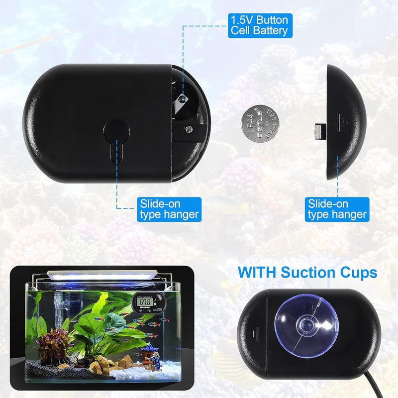 AEDIKO Aquarium Thermometer LCD Digital Fish Tank Thermometer with Water-Resistant Sensor Probe and Suction Cup for Turtle Incubators Terrarium Water Thermometer - Image 2